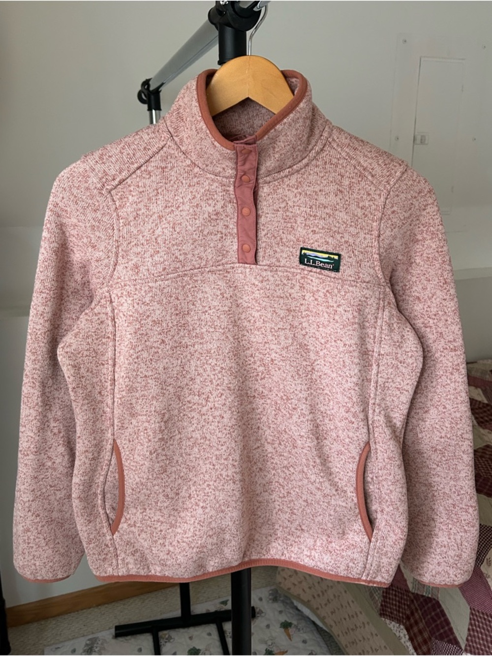LL Bean Fleece Snap Pullover Sweater Women’s Small